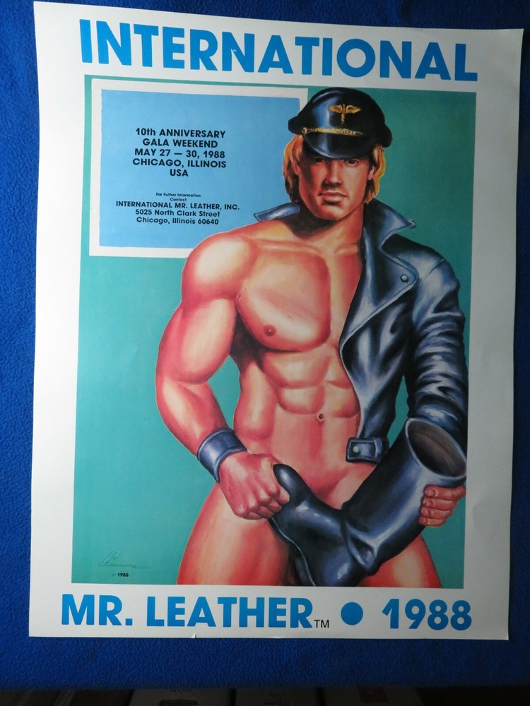 Vintage 1988 Tom of Finland Etienne Poster - Mr. Leather Chicago 17x21