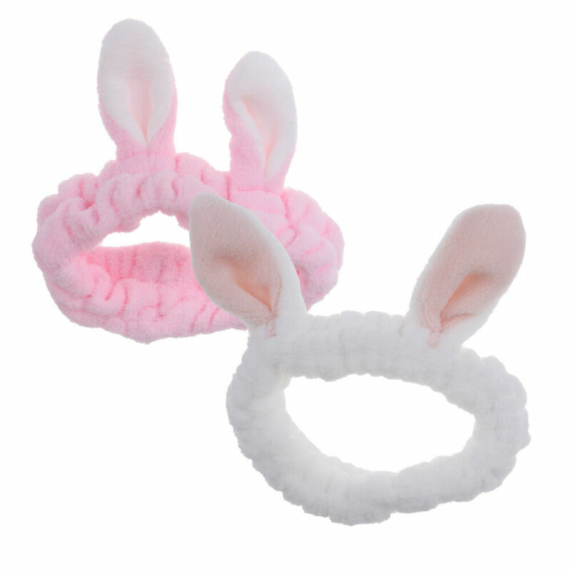 2PCS Bunny Ear Hair Bands for Makeup, Shower & Face Washing