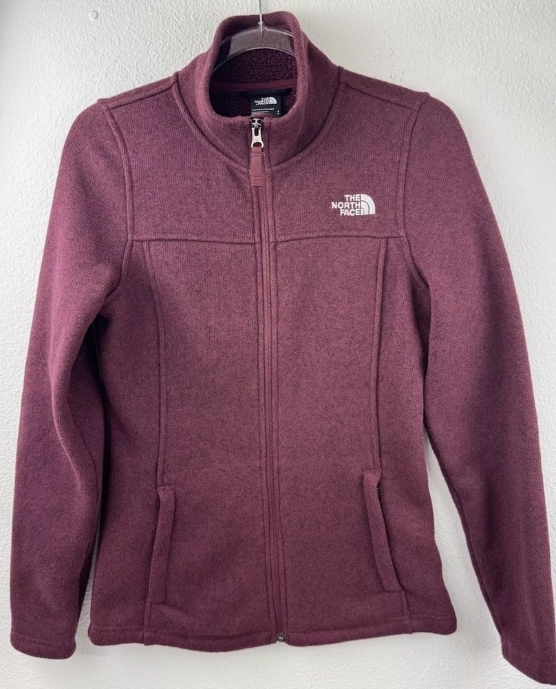 The North Face Women's Maggy Sweater Fleece Small Burgundy Full Zip Jacket Knitw
