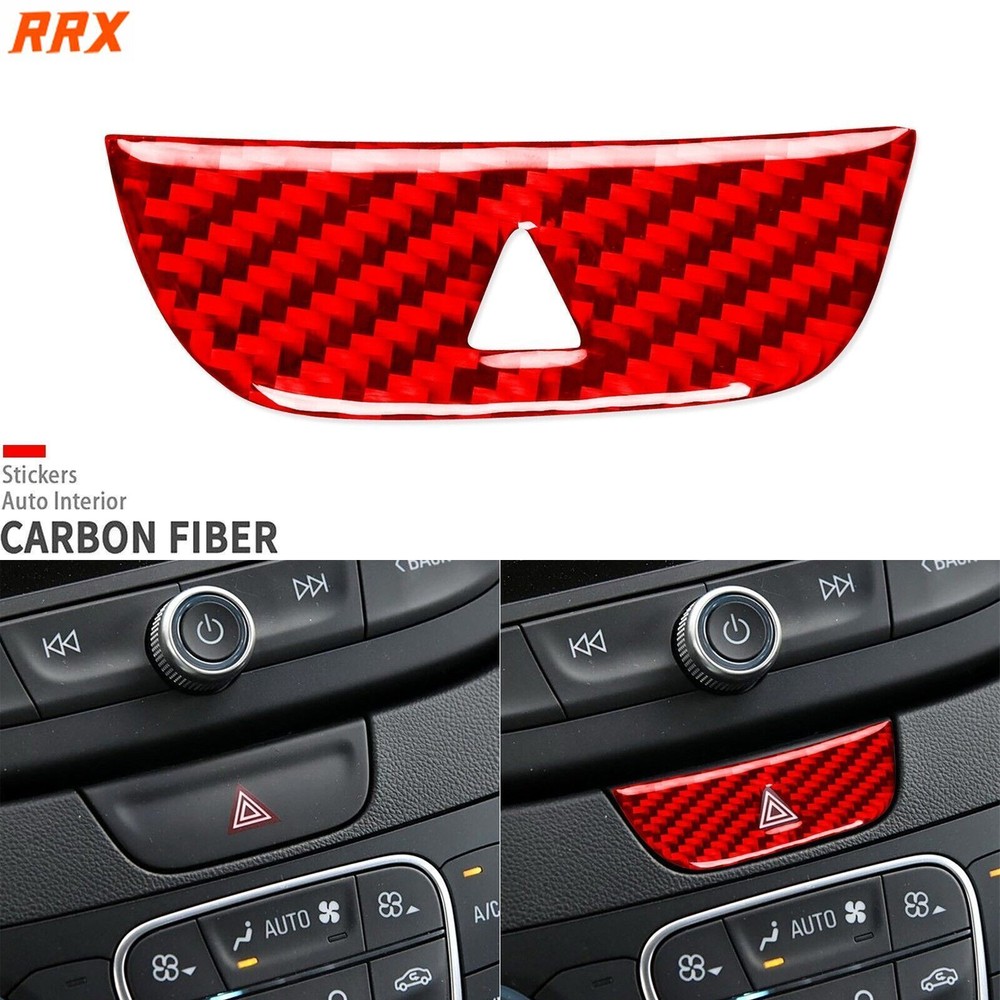 Red Carbon Fiber Hazard Warning Light Cover for 2016-25 Chevrolet Malibu Console