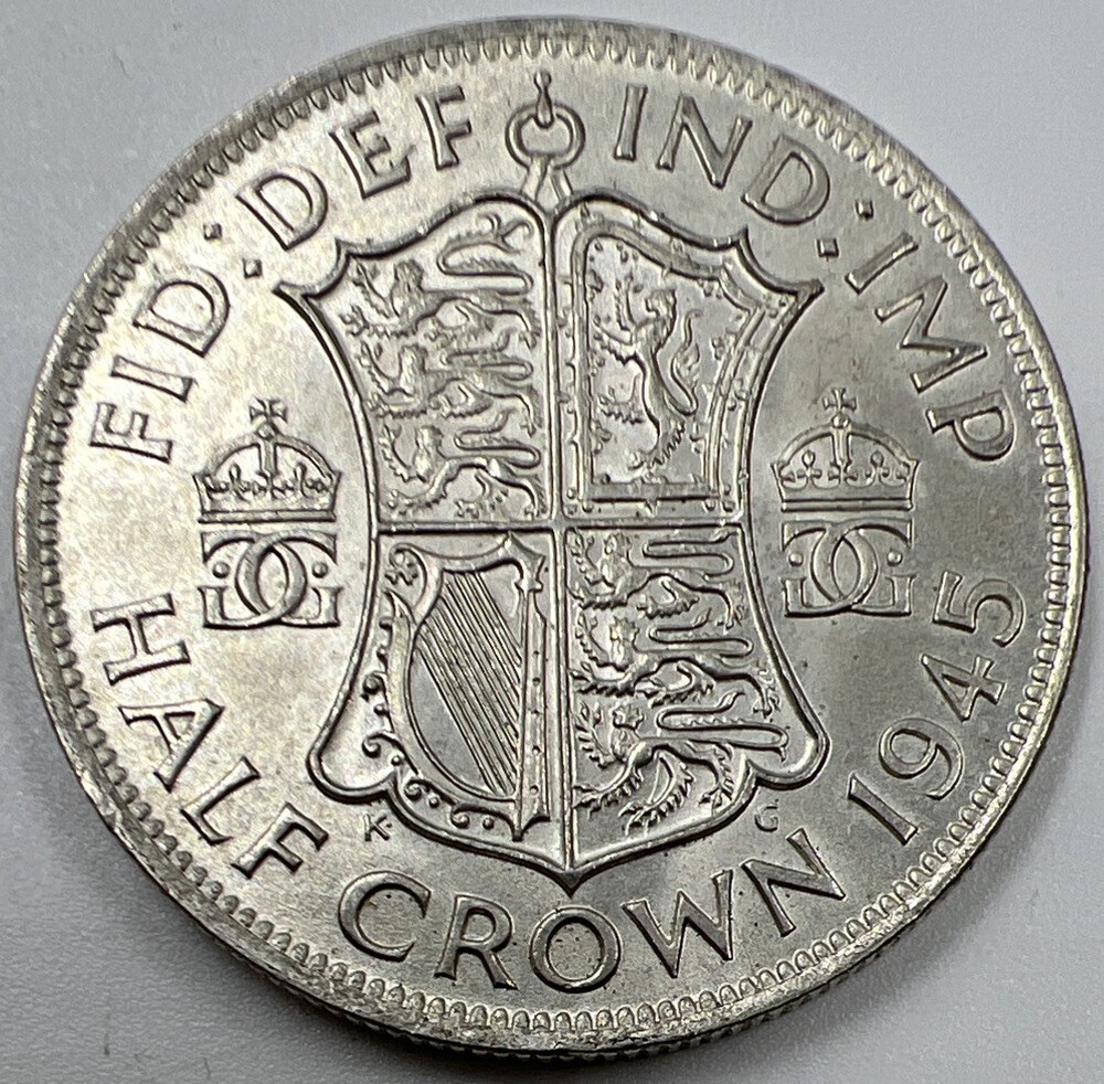 1945 George VI British Silver Half-Crown Very Fine Condition a1059