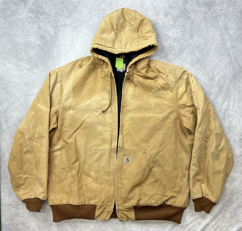 Vintage Carhartt Canvas Duck Hooded Jacket Size XL Tall Quilted 🚨Broken Zipper