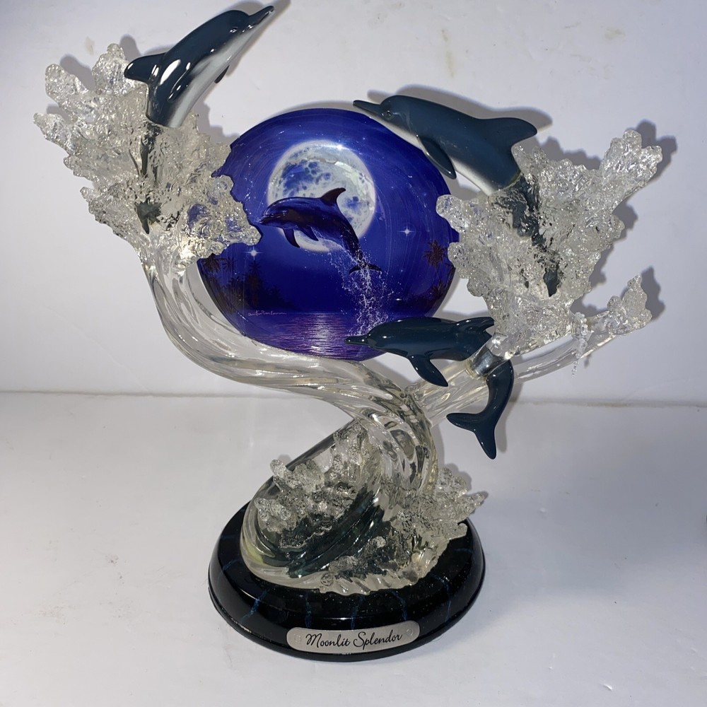 Moonlit Splendor Bradford Exchange Ocean's Harmony Christian Lassen Dolphins 9