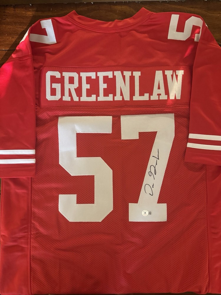 49ERS DRE GREENLAW SIGNED AUTOGRAPHED PRO STYLE RED JERSEY BAS WITNESS COA