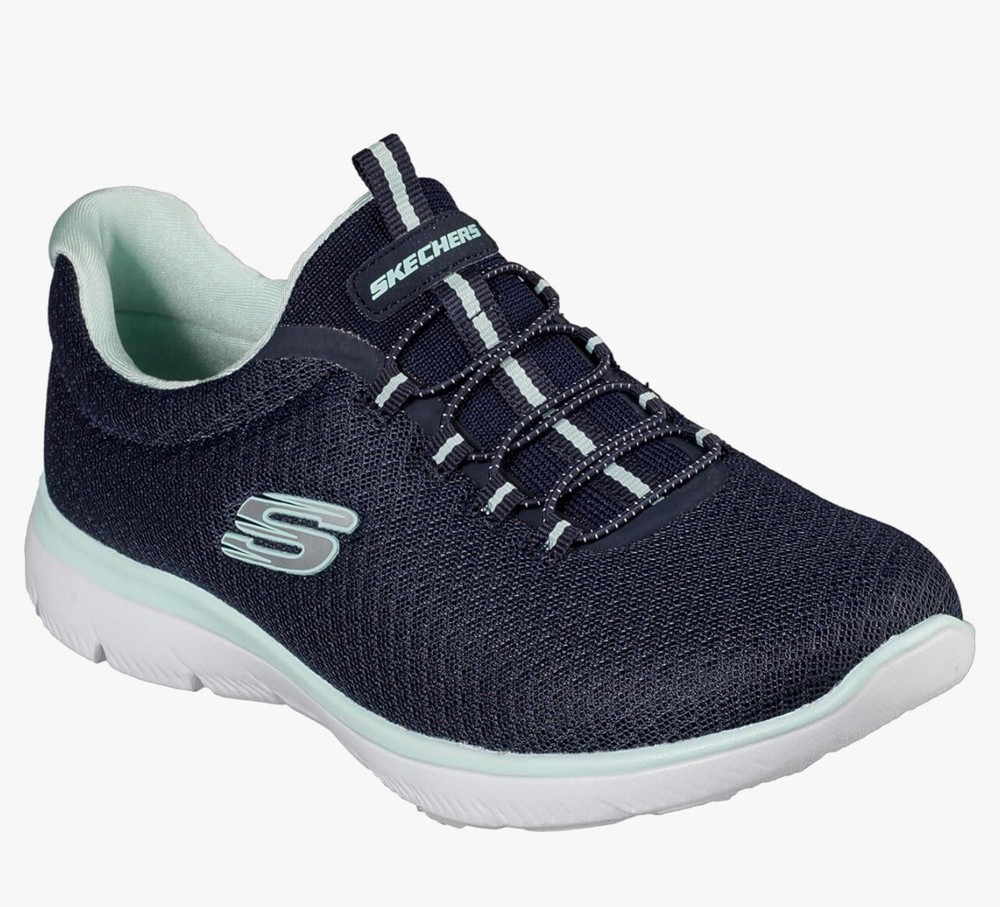Skechers Summits Slip-on Sneaker Memory Foam Navy/Aqua Women's Size 10 NEW!