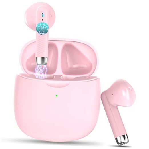 Pink Bluetooth 5.4 Wireless Earbuds with Noise Cancelling
