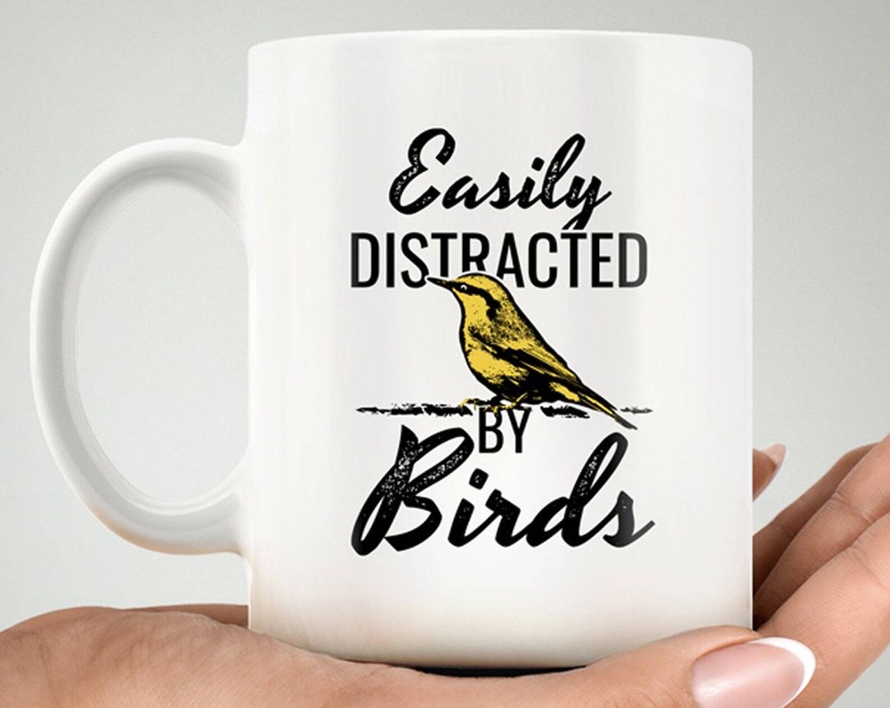 Bird Mug. Bird Lover Gift. Easily Distracted By Birds. Bird Coffee Mug. Bird Gif