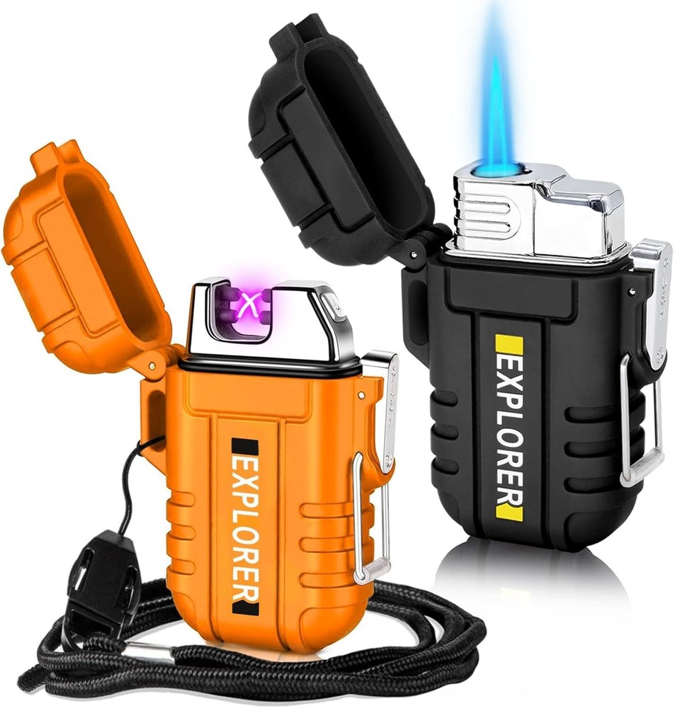 Windproof Waterproof USB Lighter 2 Pack for Outdoor Survival Gear