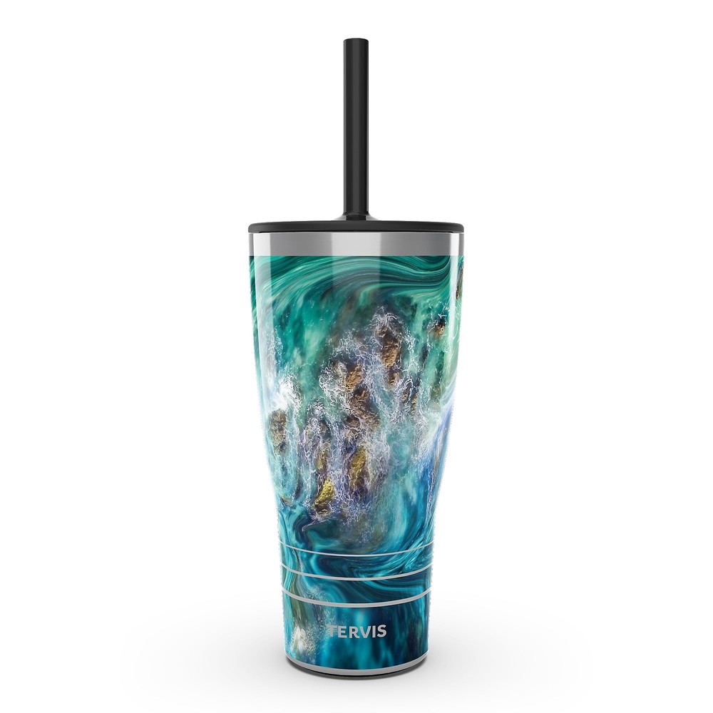 Traveler Teal Splash Triple Insulated Tumbler Travel Cup Keeps Drinks Cold & ...