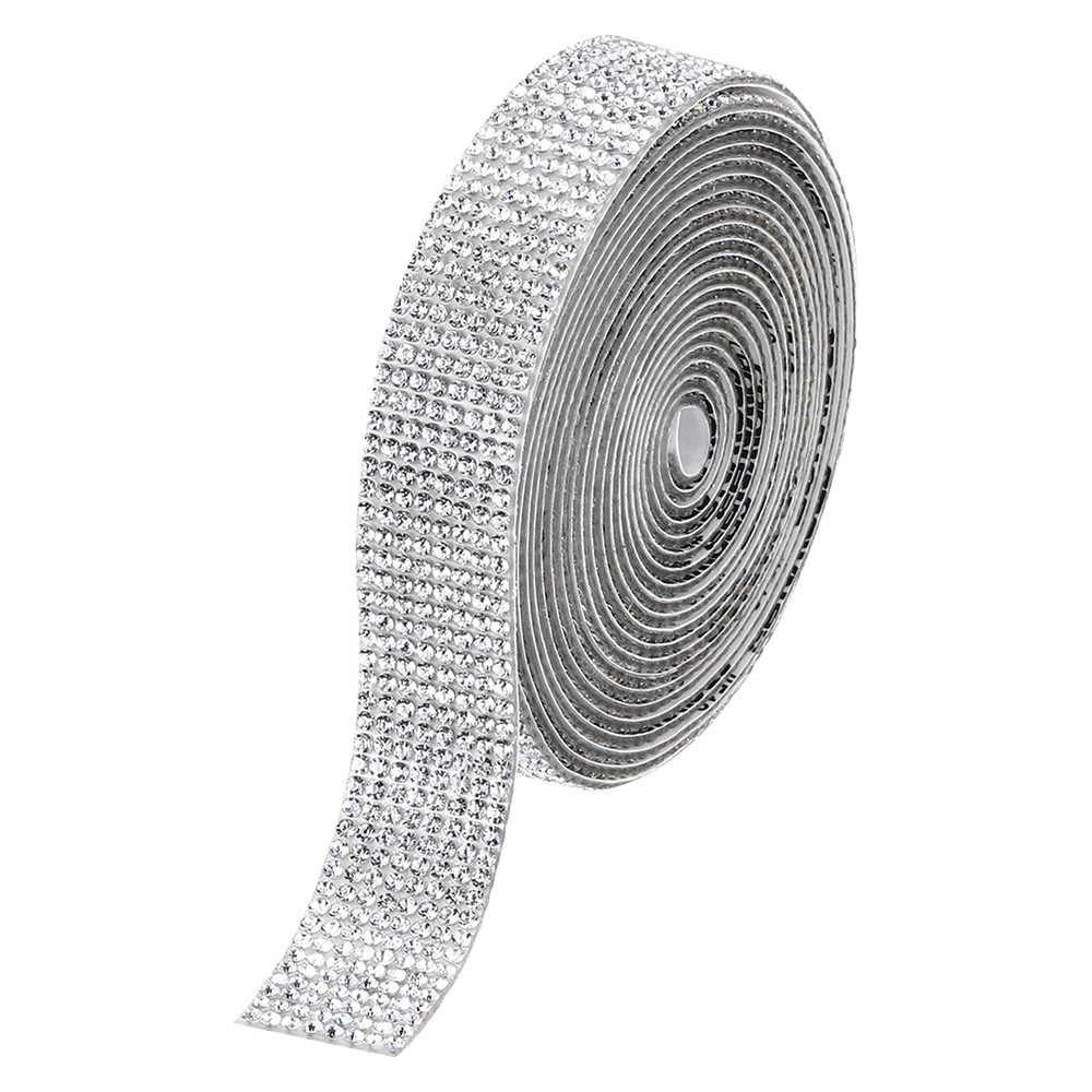 0.7 Inch Self Adhesive Rhinestone Strips 3 Yard for Crafts,White