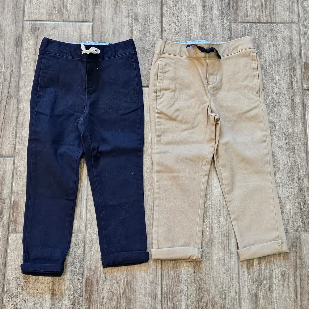 Janie and Jack Uniform Dress Pants Lot of 2 Size 4 Khaki Navy New School Basics