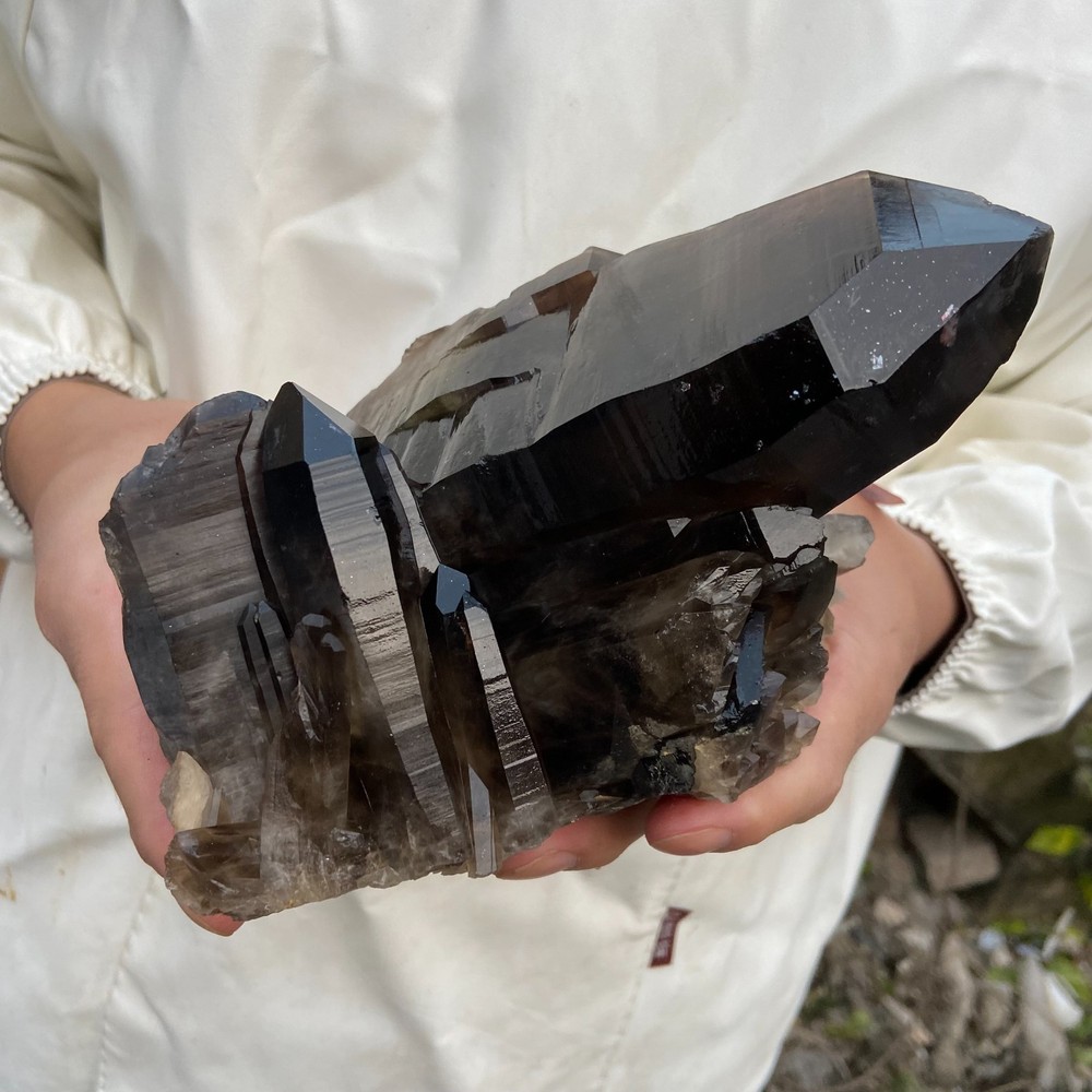 4.6lb Natural Black Smoky Quartz Crystal Cluster  Specimen healing