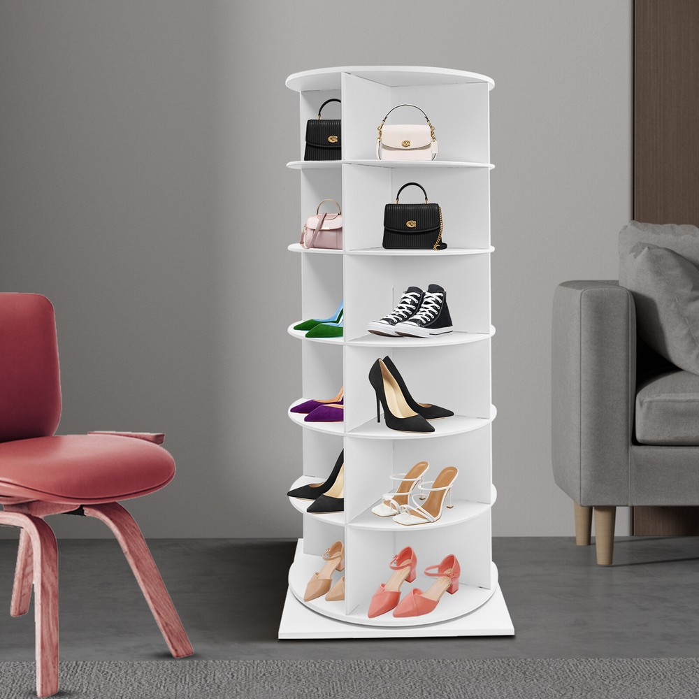 6-Tier Rotating Shoe Organizer Cabinet with 30kg Capacity