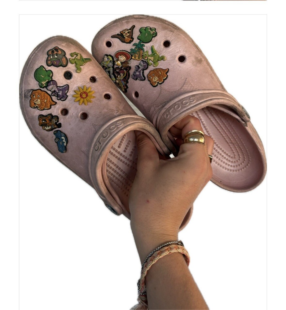 Pink Crocs With Jibbitz Size 9