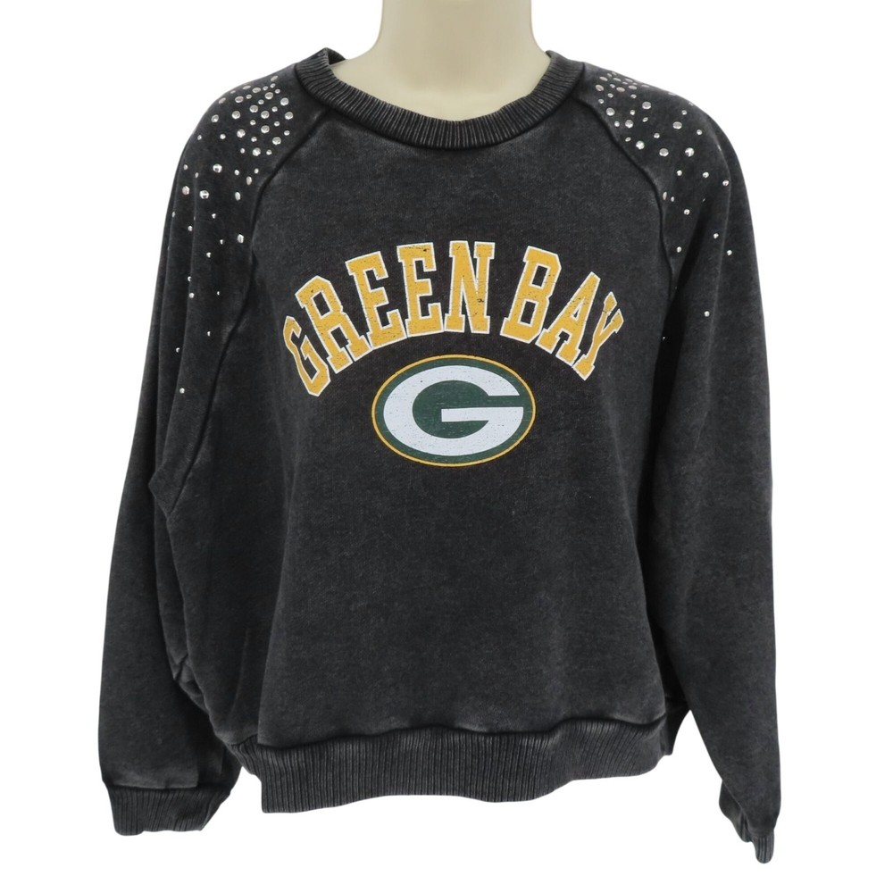 Gameday Couture Women XXL Green Bay Packers Studded Silver Cropped Hoodie