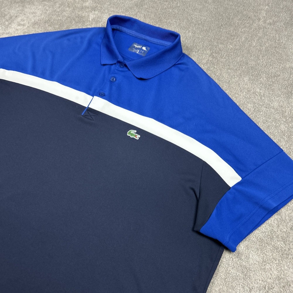Lacoste Sport Tennis Polo Shirt Mens 4XB Blue Colorblock Performance Stretch