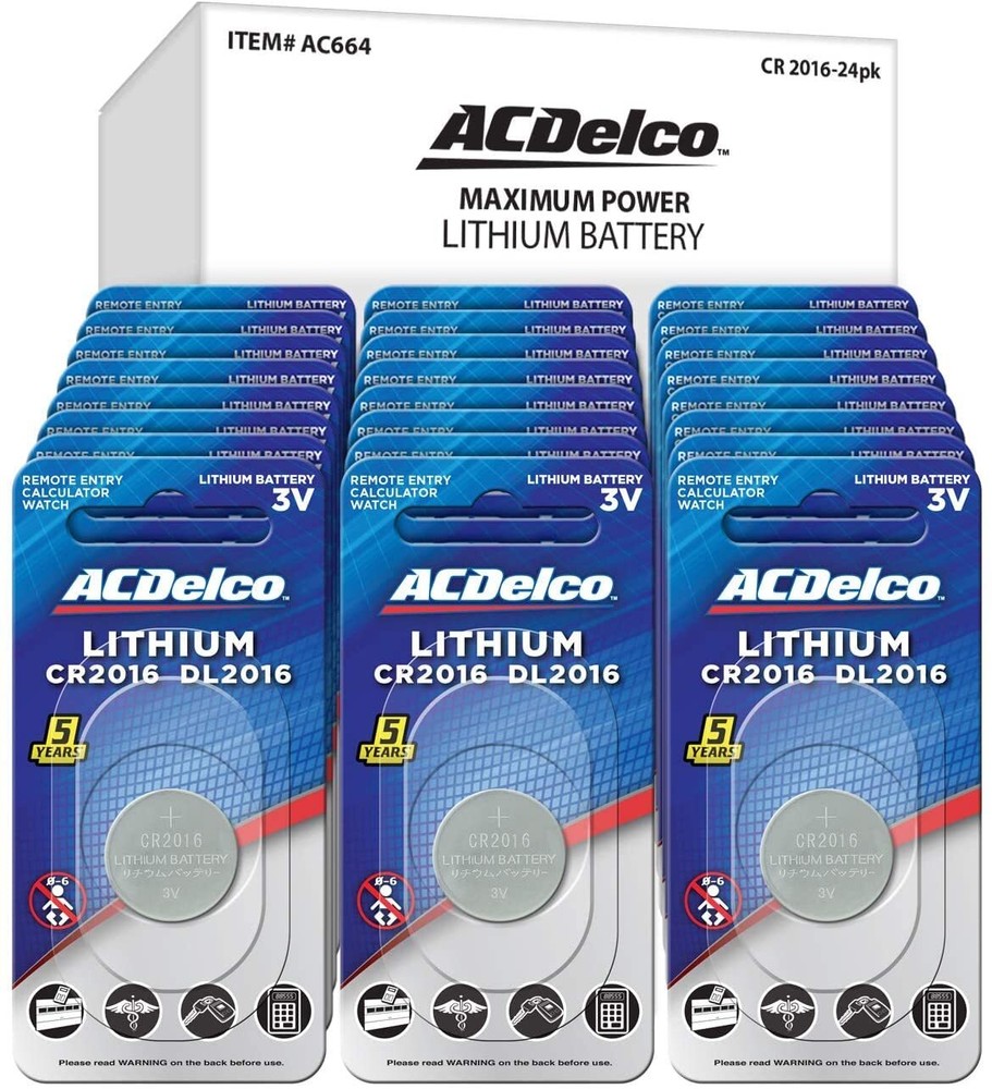 ACDelco CR2016 3V Lithium Coin Cell Battery, Watch and Electronics Button Bat...