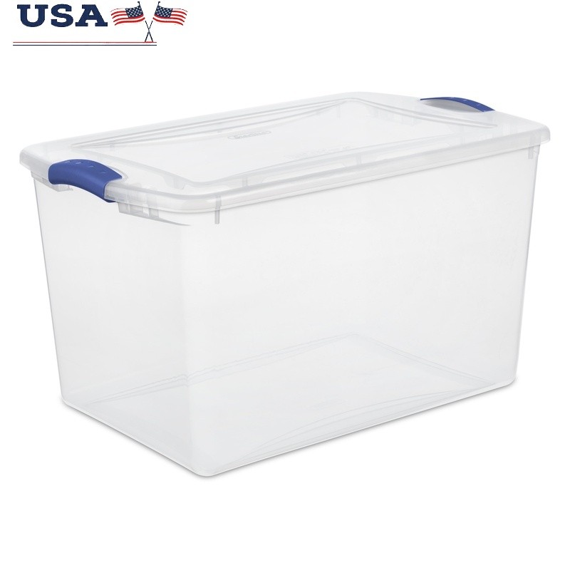 Clear Latch Lid Storage Bin for Clothes Gear Organizing