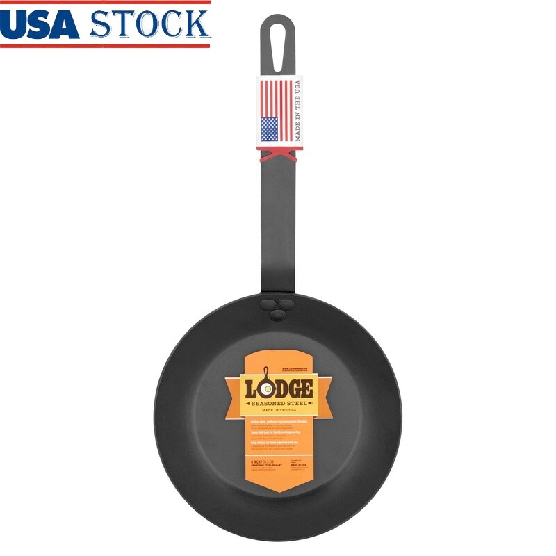 8 Inch Heavy Duty Carbon Steel Skillet Induction Oven Safe Cooking Pan