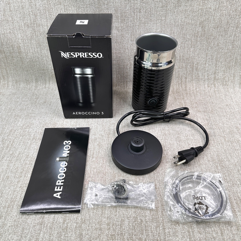 Nespresso Aeroccino 3 Milk Frother - Black/Steel NEW OPEN BOX!