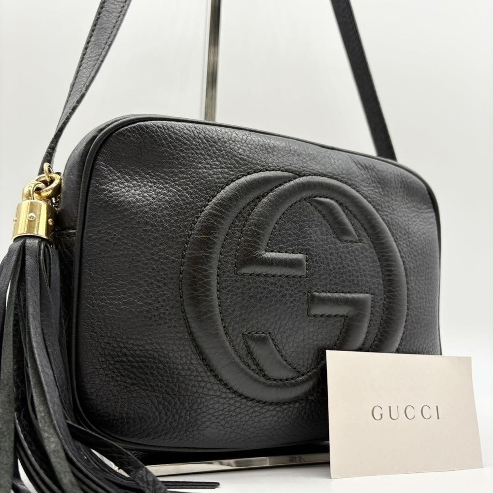 Gucci Soho Disco Black Leather Camera Shoulder Bag New