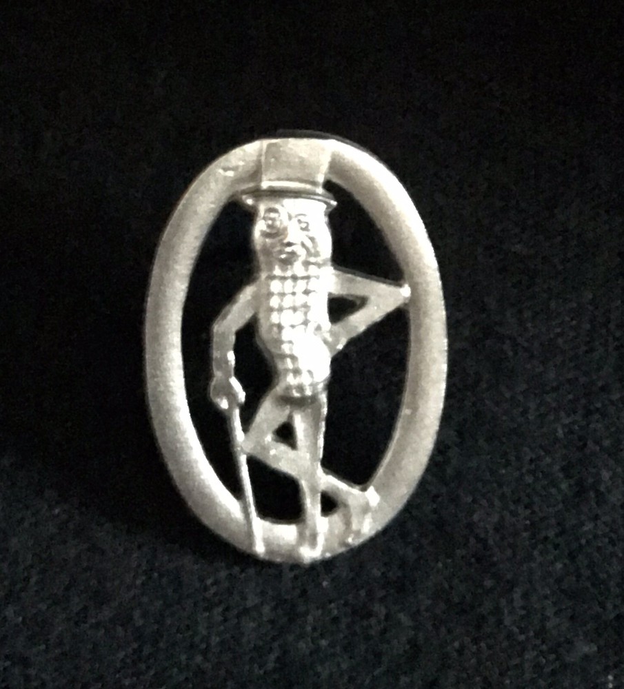 MR PEANUT Planters   Monocle Cane Silver Metal Lapel Hat Pin Q