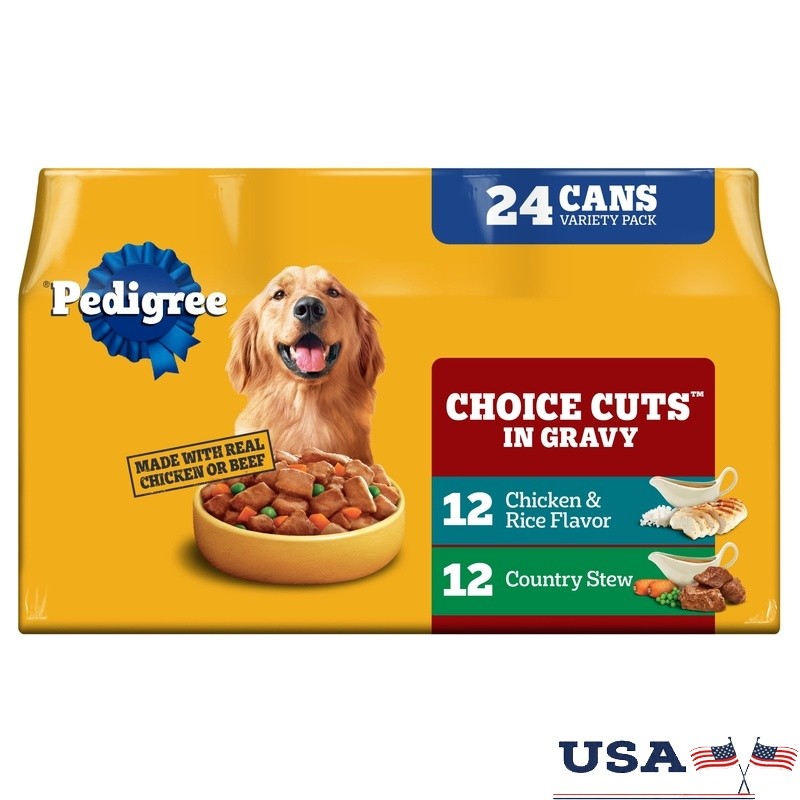 Choice Cuts In Gravy Wet Dog Food Variety Pack Chicken Rice Country Stew 24 Cans