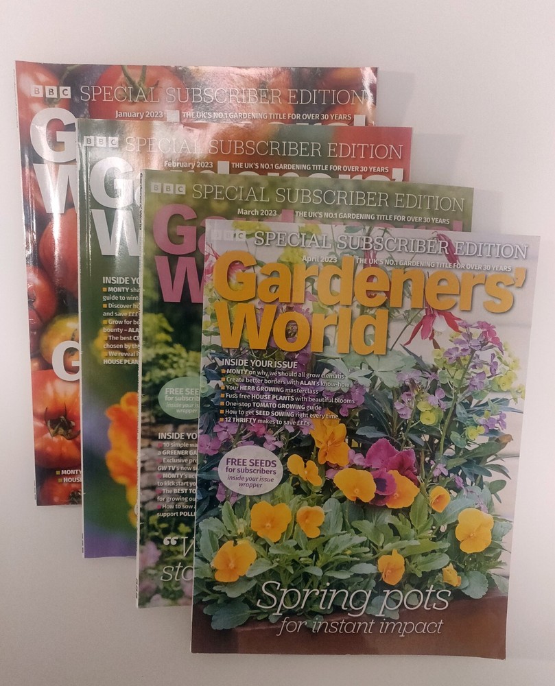 4 x Gardeners' World Magazines 2023 Winter Bundle - January to April 2023