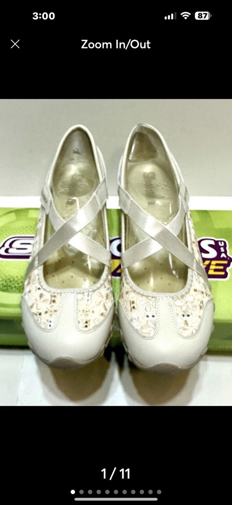Skechers Active Peekaboo Leather Slip ons Size 8.5 color Natural
