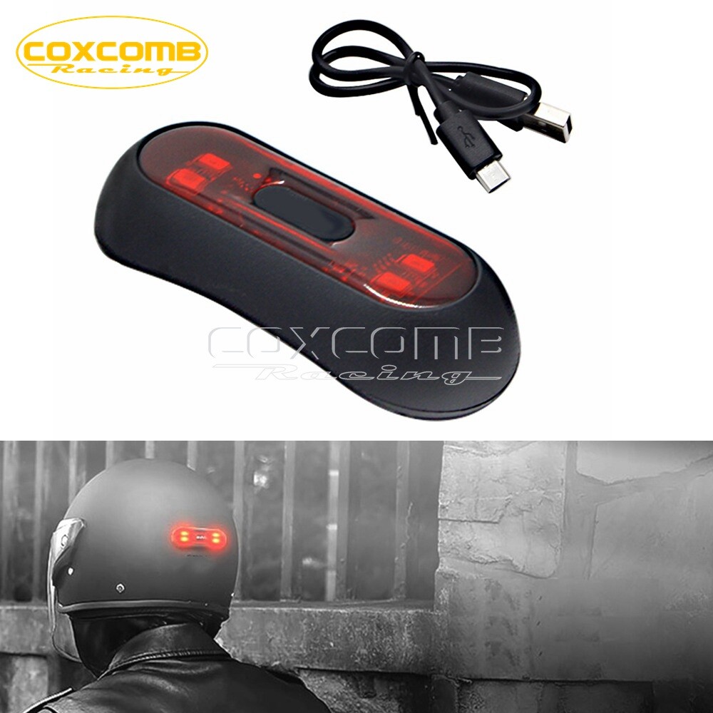 Motorcycle Helmet LED Safety Light with USB Charging for Night Riding