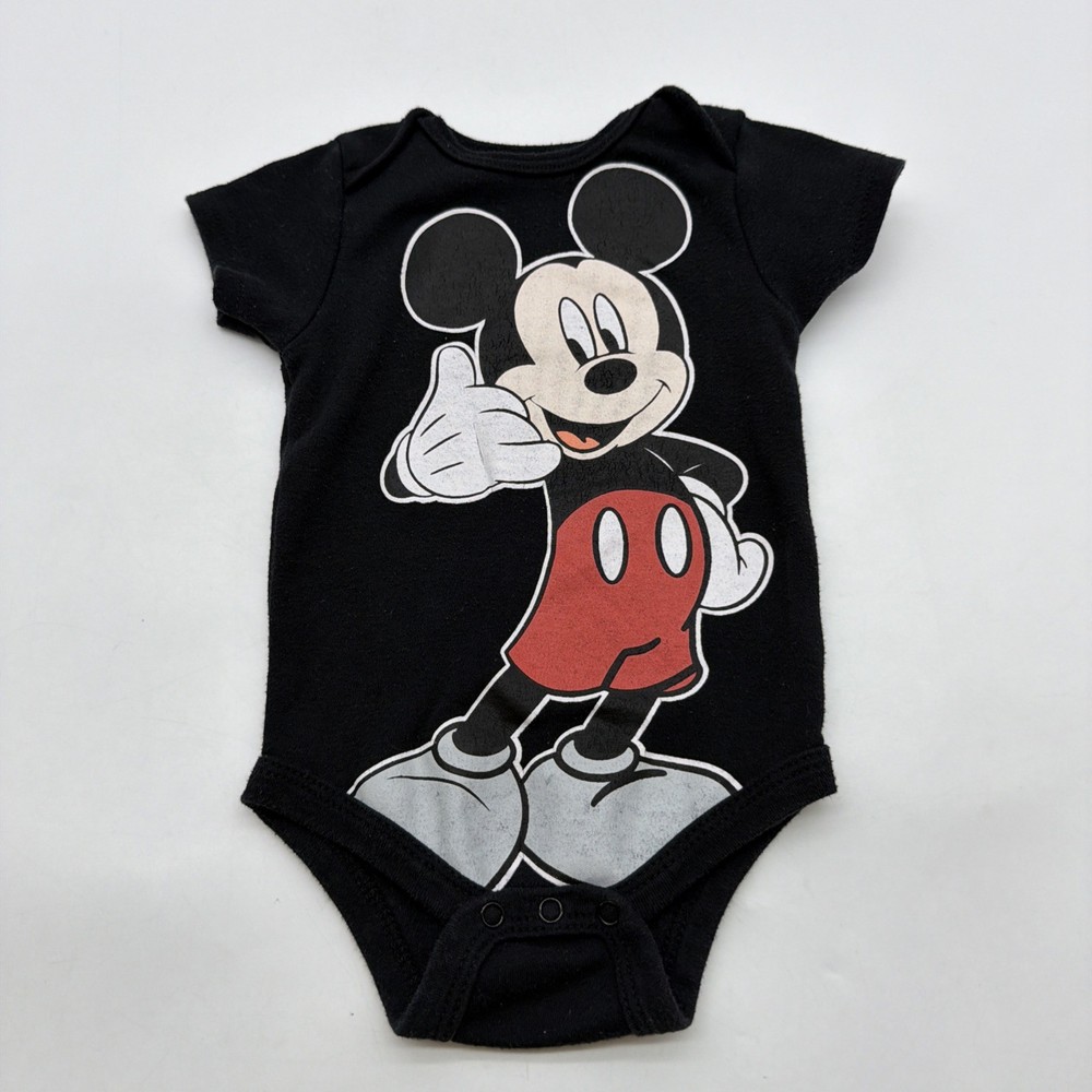 Disney Baby One Piece Toddler Boys Size 6/9M Black Graphic Print Logo.#38318