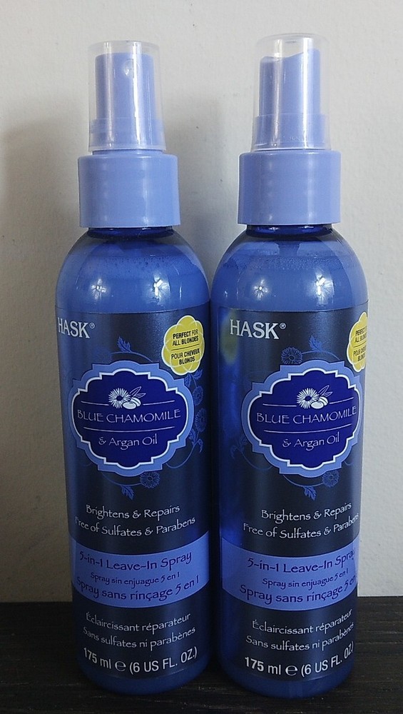2 Pack HASK Blue Chamomile & Argan Oil Blonde 5-in-1 Leave-In Conditioner 6oz