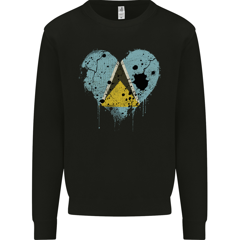 Love Saint Lucia Flag Lucian Day Football Mens Sweatshirt Jumper