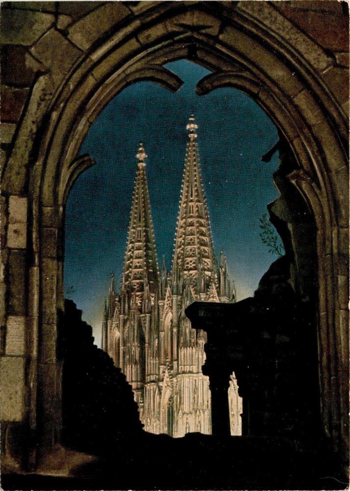 Köln am Rhein, Dom, Festbeleuchtung, Cologne on the Rhine Postcard