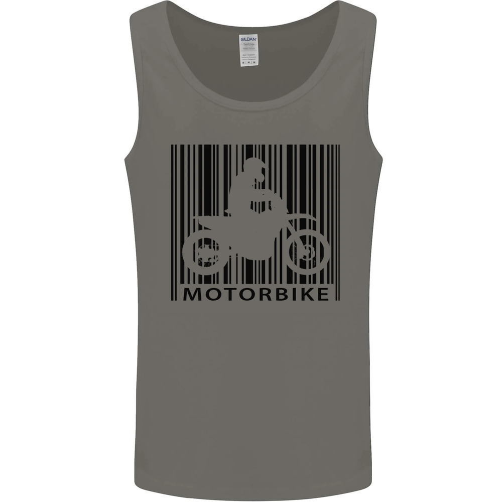 Motorbike Barcode Biker Motorcycle Mens Vest Tank Top