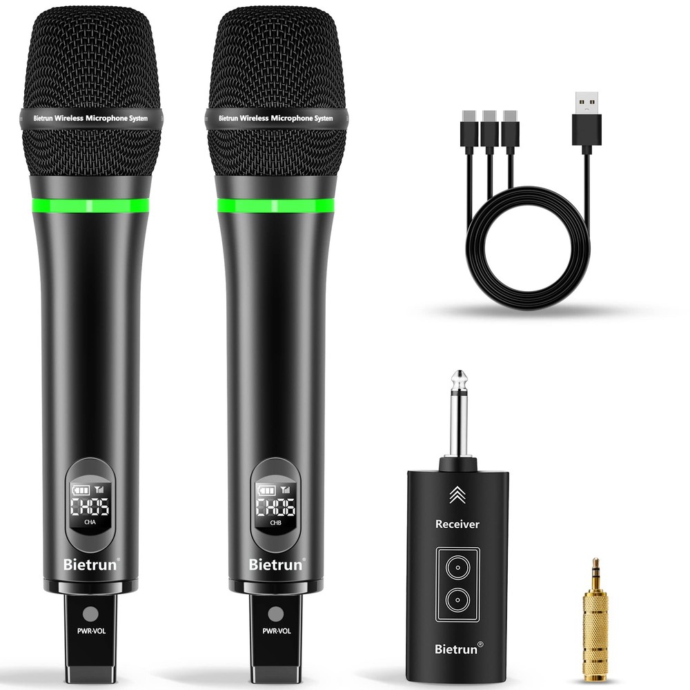 UHF Wireless Dual Handheld Microphone for Karaoke Meetings Events