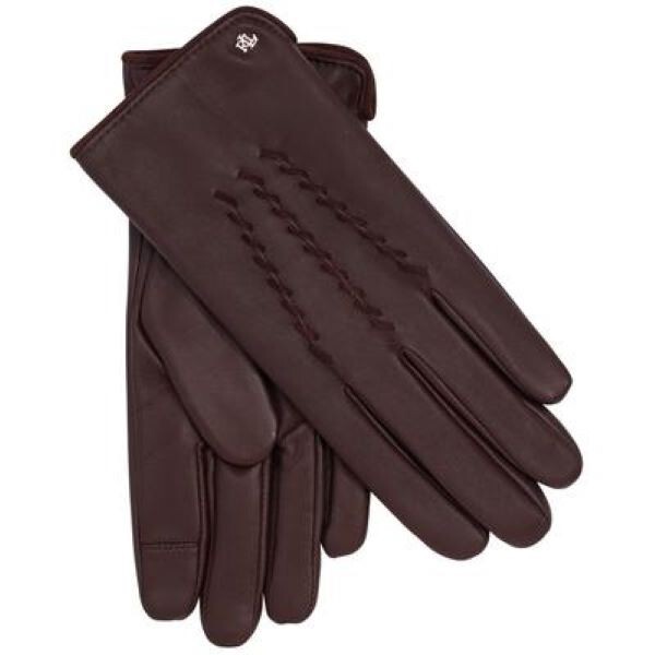 Ralph Lauren women's Whipstitch Touch Gloves - size Large / L - Brown Leather