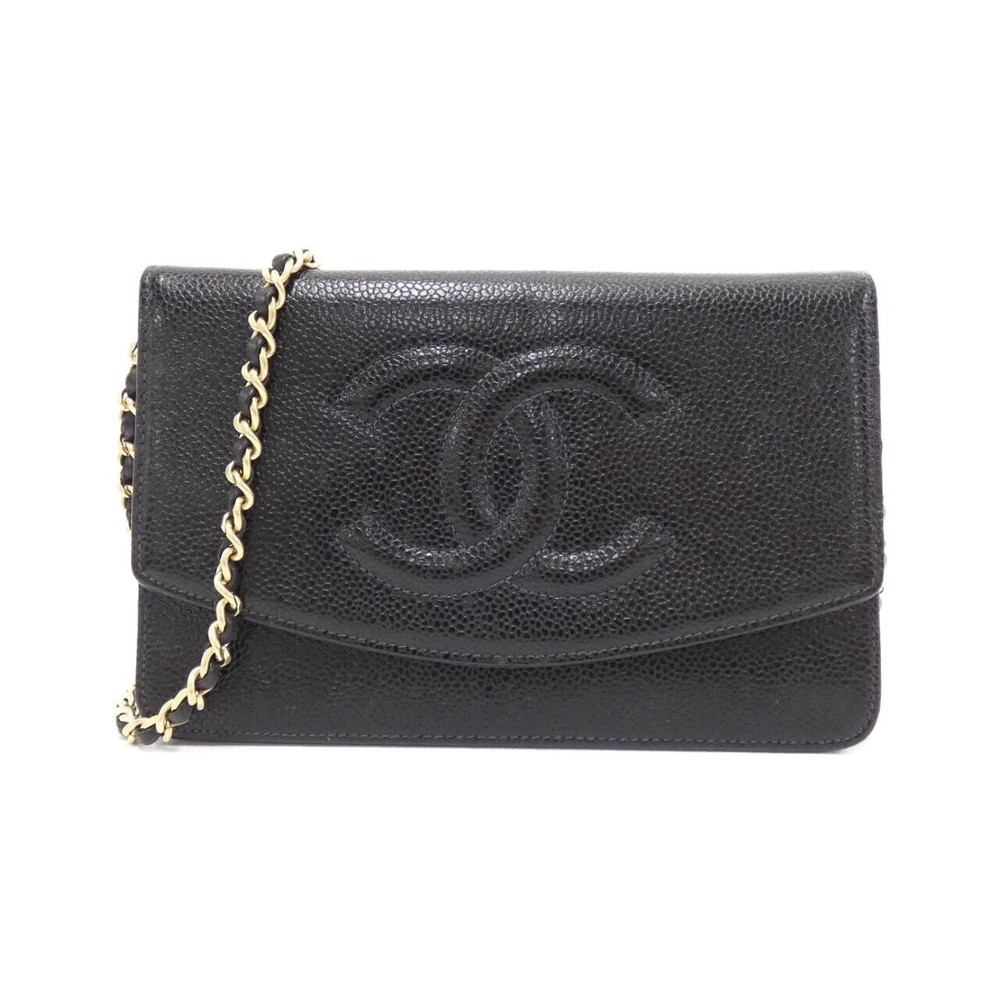 Vintage Chanel Timeless CC Chain Wallet Black 13509