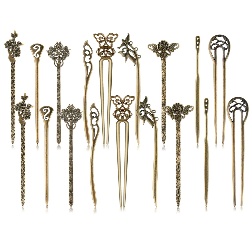 18-Piece Vintage Chinese Retro Hair Pins Sticks Chopsticks for Women