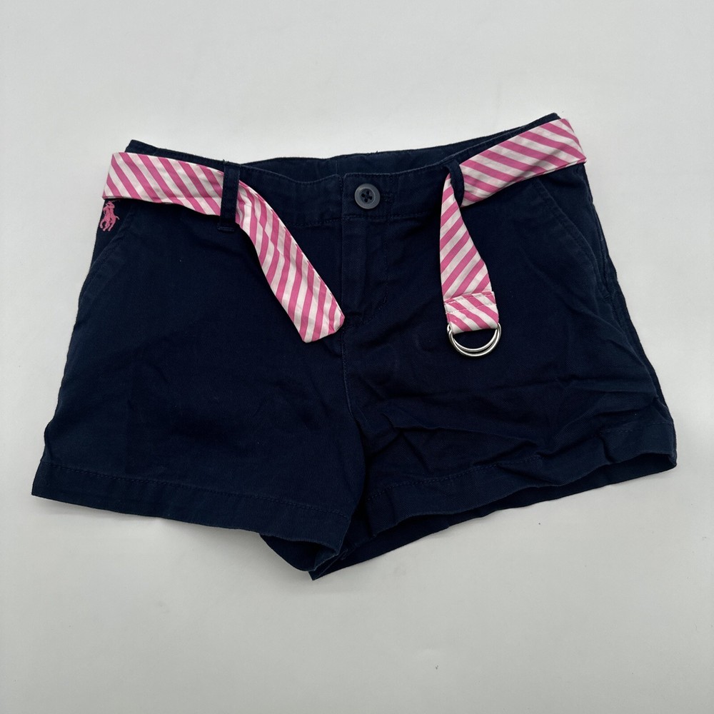 Polo Ralph Lauren Shorts Kids Girls Size 7 Blue Logo & Pockets …#16364