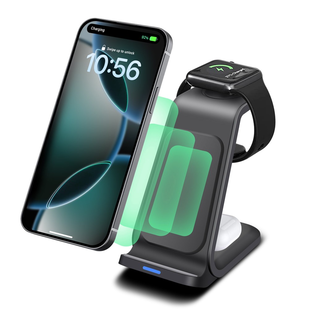 3in1 Wireless Charger Dock Station For Apple Watch Air Pods iPhone 16 Pro Max 15