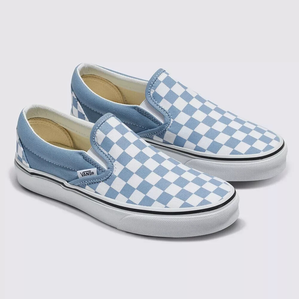 New Vans Classic Slip-On Color Theory Checkerboard Dusty Blue Sneakers 2024 Exps