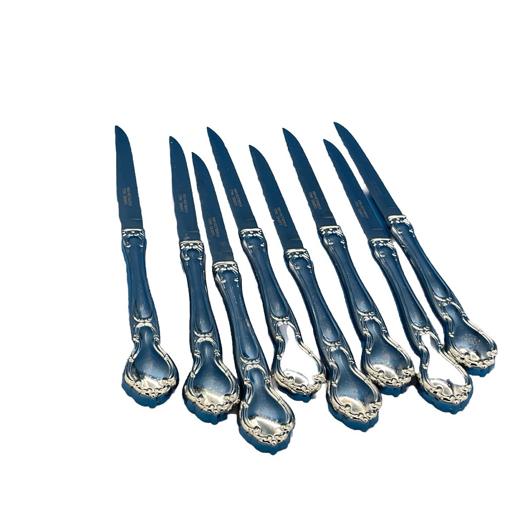 Lot Of 8 Carvel Hall CVH1 Stainless Steel Dinner Steak Knives Retired