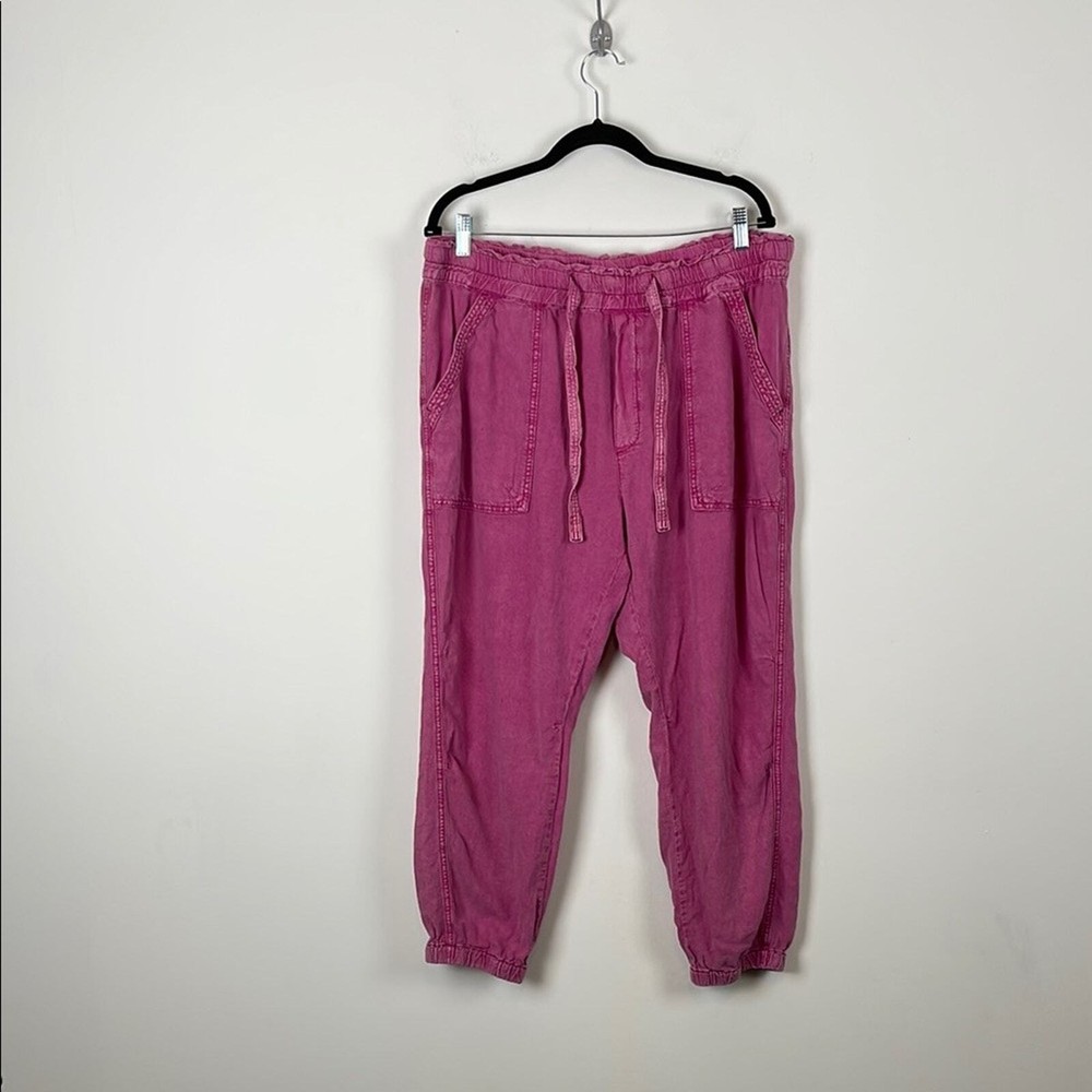 Anthropologie Womens XL Linen BlendbPink Drawstring Relaxed Fit Jogger Pants