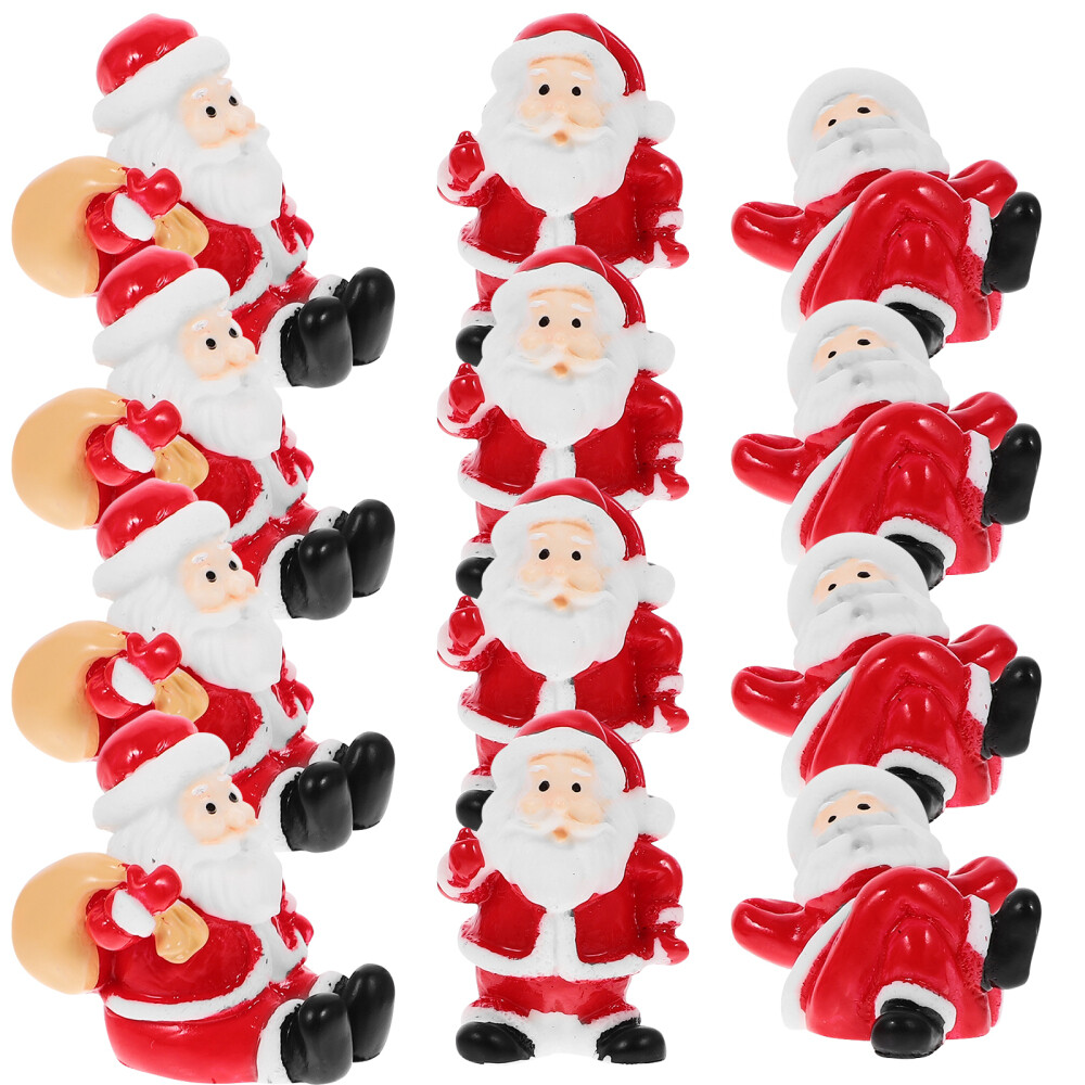 12pcs Lovely Christmas Santa Claus Miniatures Christmas Ornaments Mixed Style