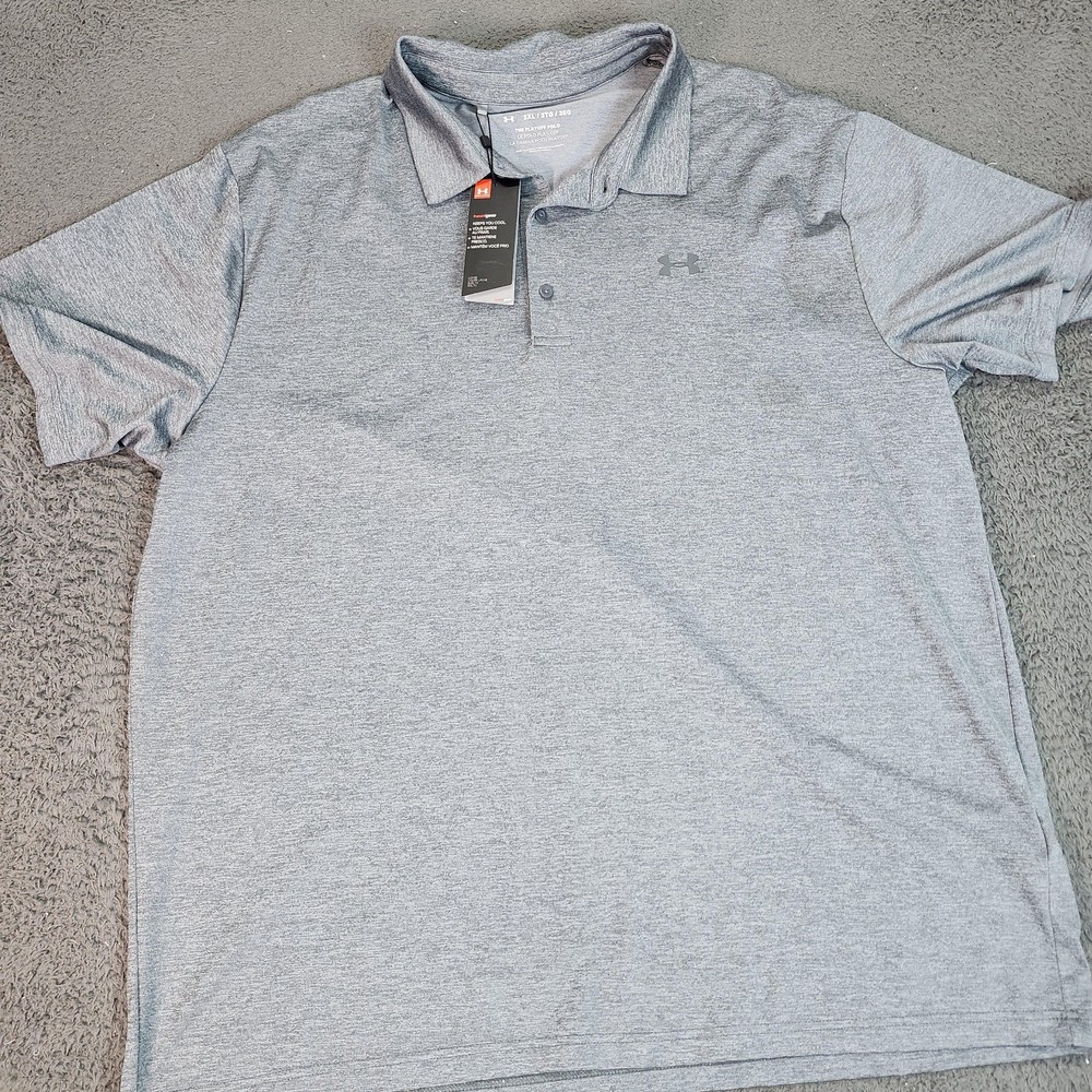 Under Armour Polo Shirt Mens 3XL Gray HeatGear Playoff Golf Loose Performance