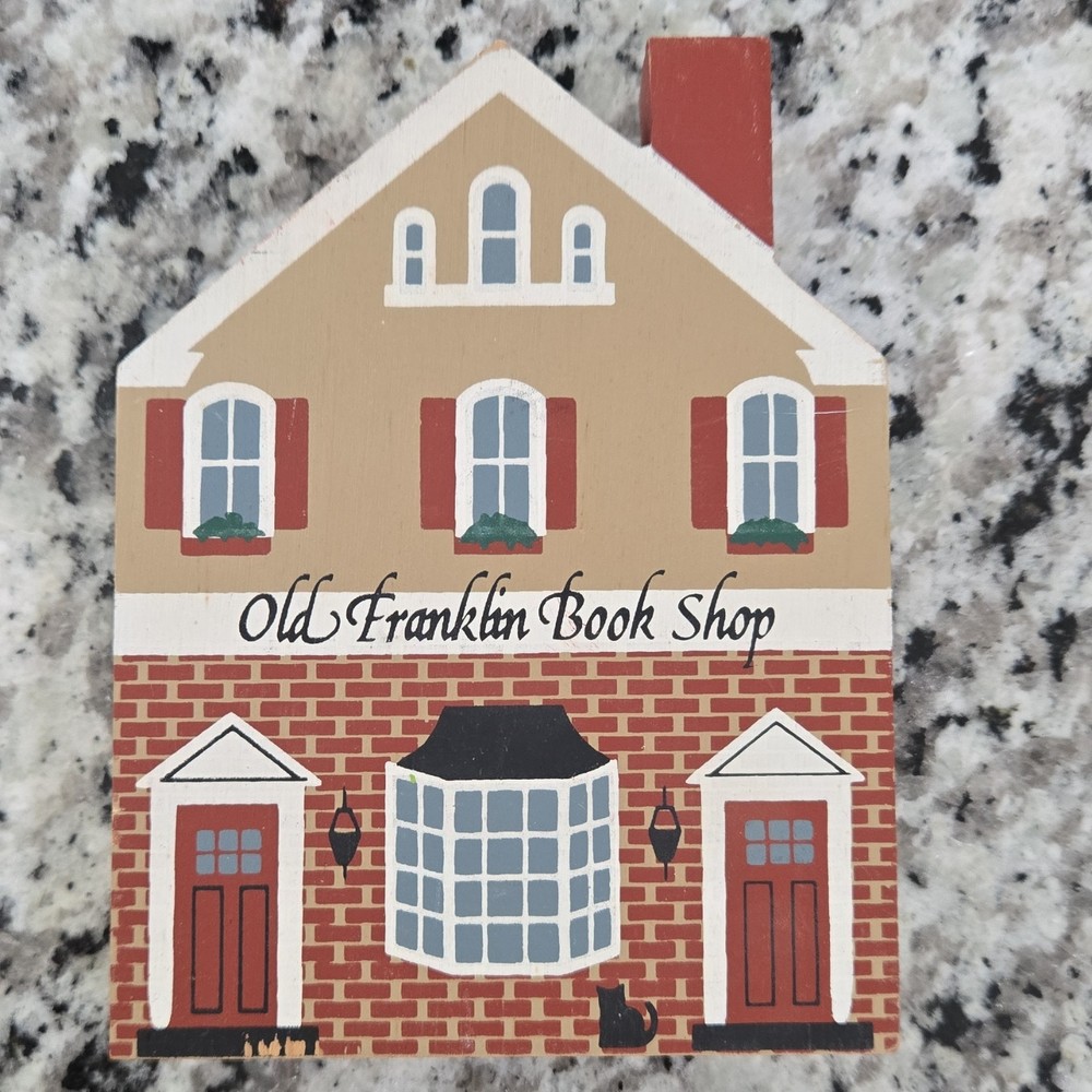 Cat's Meow Village Old Franklin Book Shop Series VII Wood Signed 1989 Retired