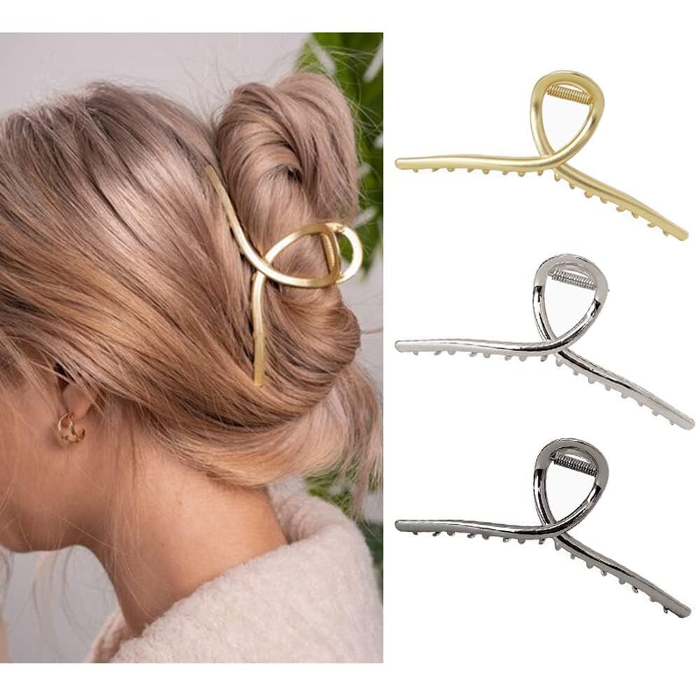 Long Metal Gold Hair Clips for Women with Thick Hair 5.1 Inches