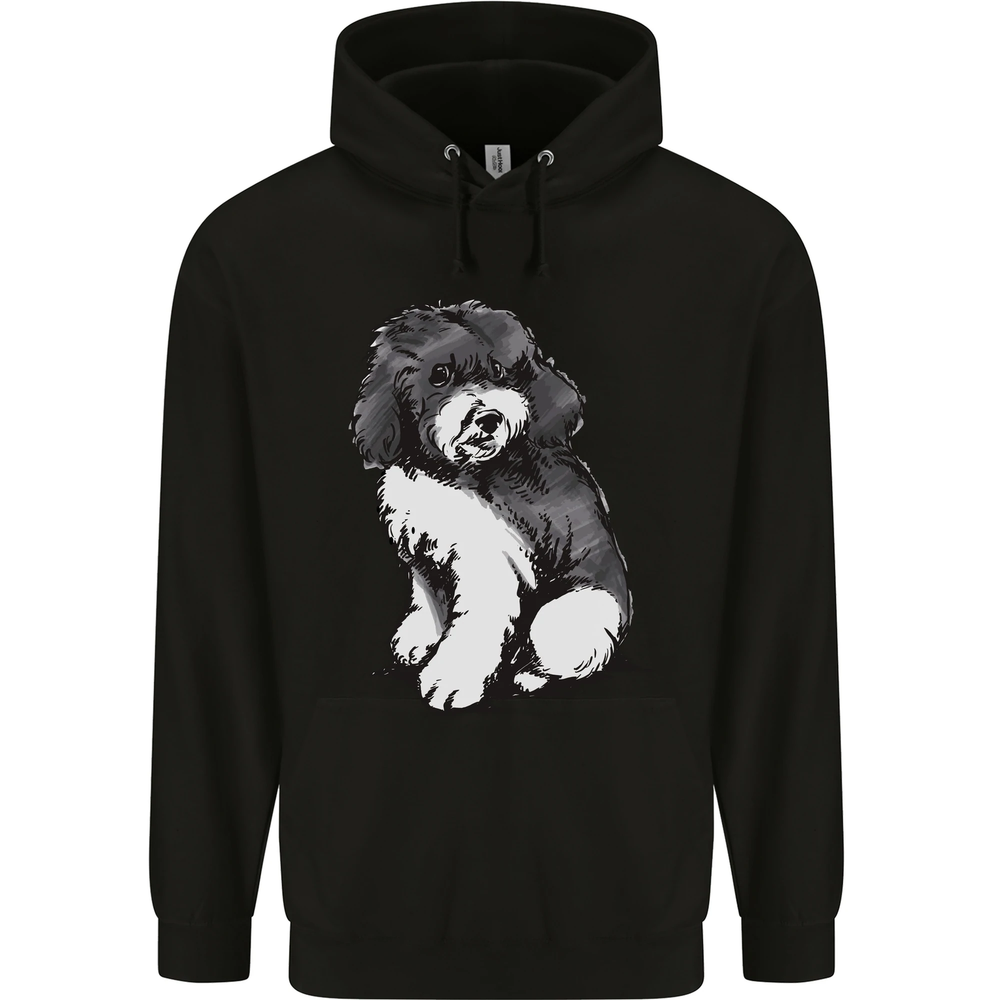 Harlequin Poodle Sketch Men's Cotton Blend Hoodie 80% Cotton