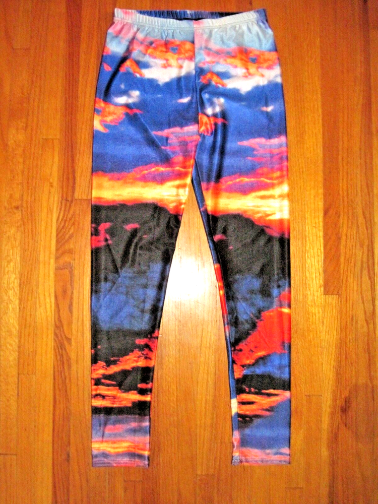 Plus Size Lotus Leggings Sun Set Shinny Spandex Full Length Leggings XL New